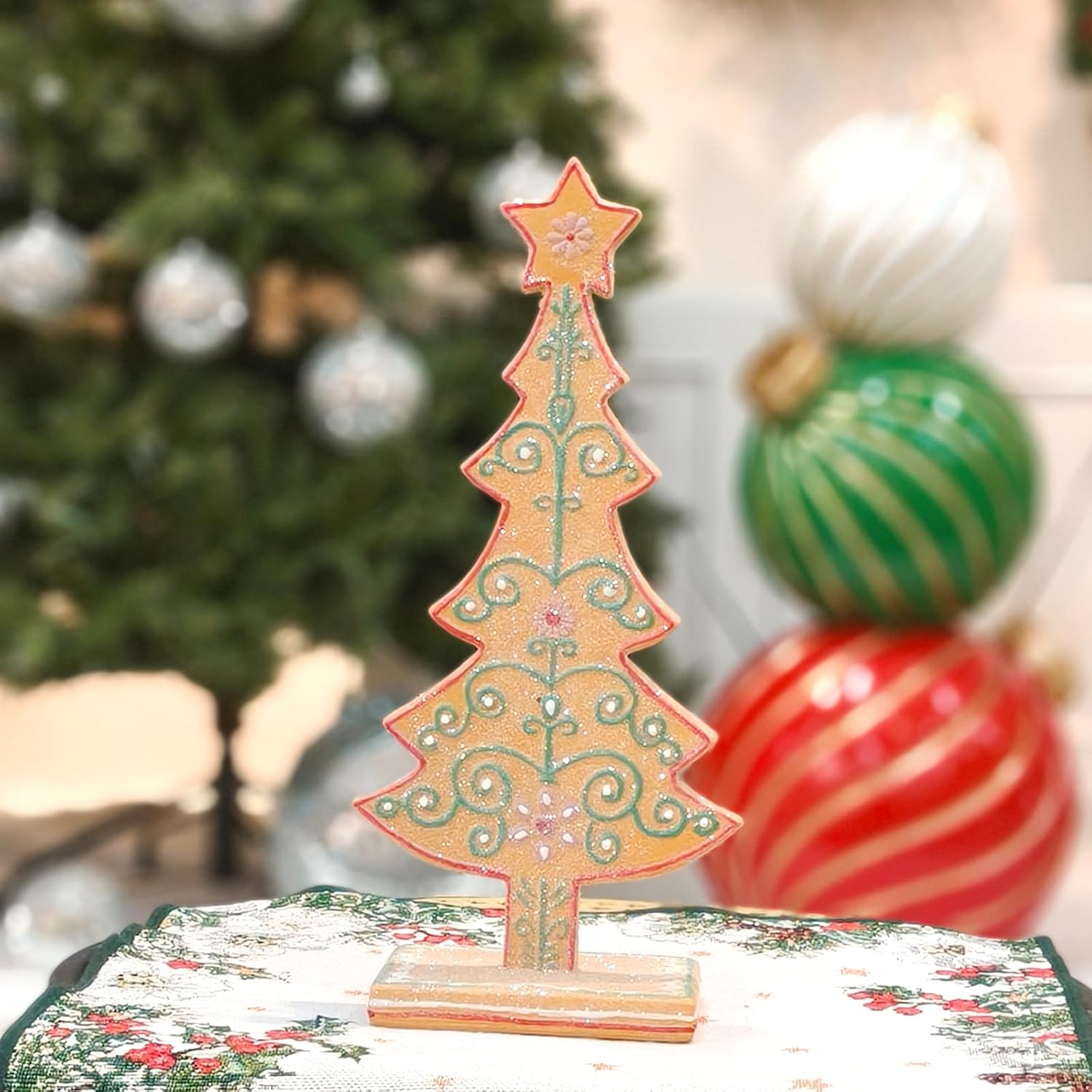 Gingerbread Tree Gingerbread Christmas Decorations Indoor Resin Christmas Tree Statue Decorations Kitchen Tabletop Xmas Decor - Image 8
