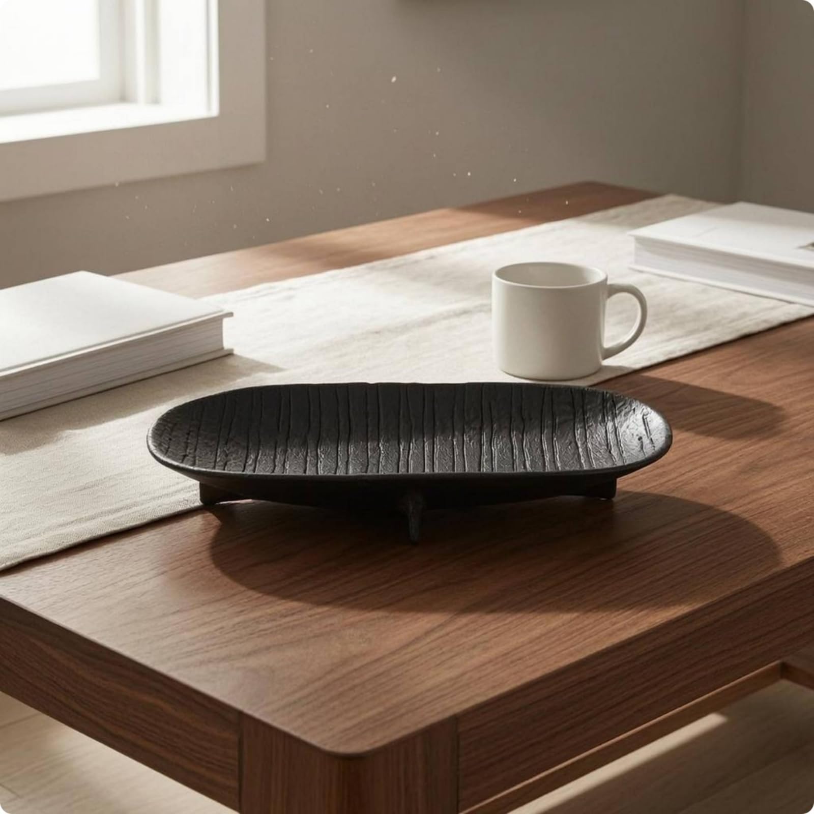 Bandeja Decorativa Hoja Bandeja Servir Centro de Mesa Bandeja Exhibición Bandeja Mesa en Aluminio con Superficie, Dorado Claro, Grande 59 17.5 H12cm