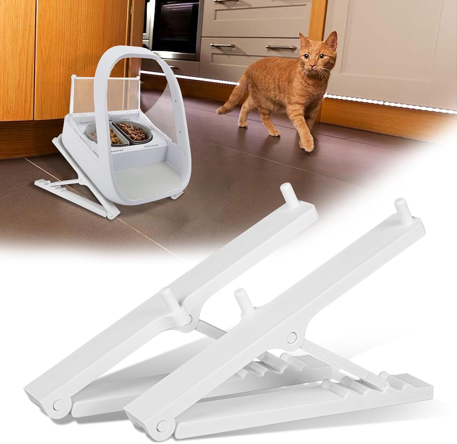 Compatible with Surefeed Microchip Pet Feeder, Adjustable Elevated Cat Pet Feeder Stand, Tilt Angle 20-45 Degrees, Promotes Comfortable Eating Posture and Neck Health (New Model)
