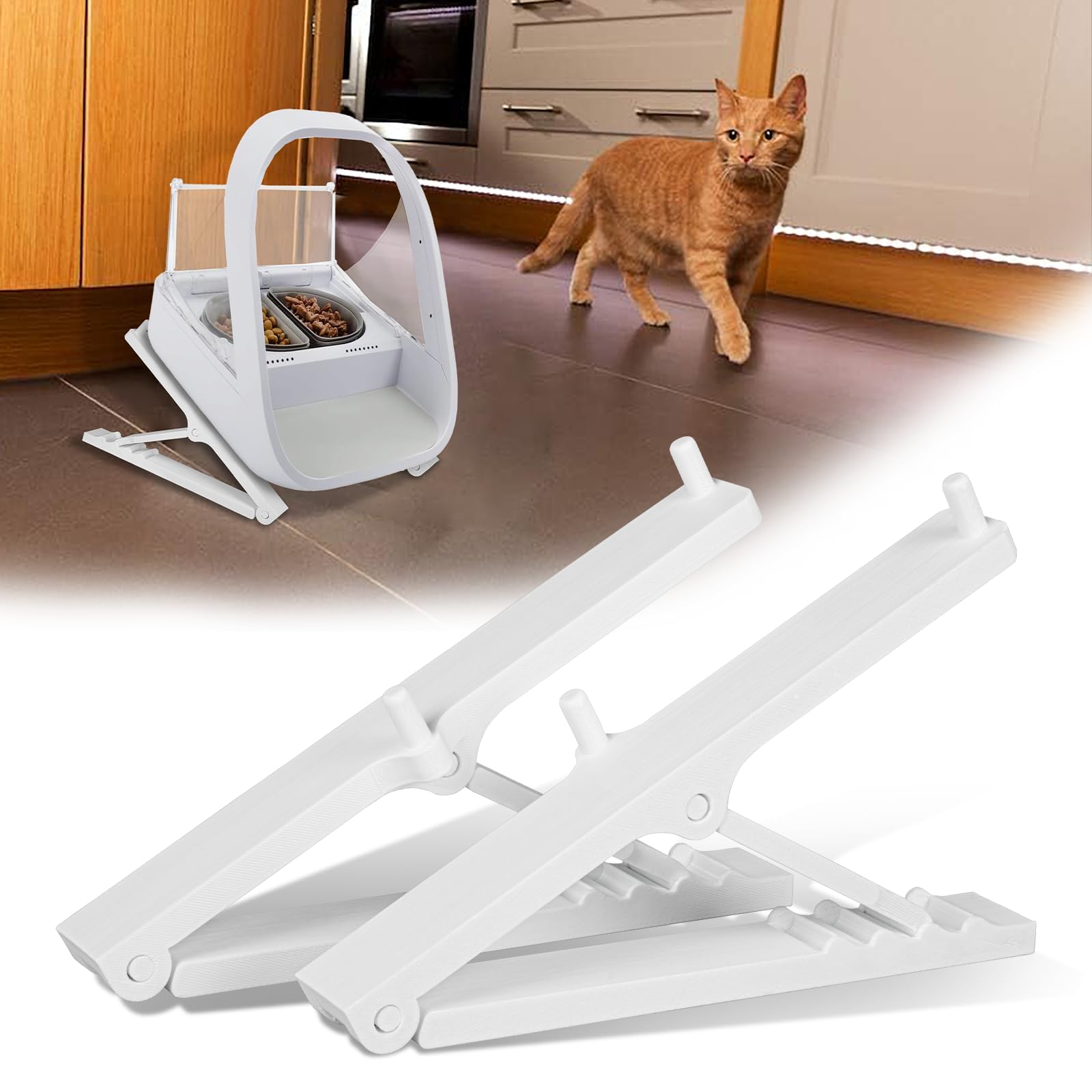 Compatible with Surefeed Microchip Pet Feeder, Adjustable Elevated Cat Pet Feeder Stand, Tilt Angle 20-45 Degrees, Promotes Comfortable Eating Posture and Neck Health (New Model)