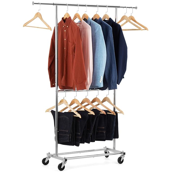 Buy Auledio Expandable Double Rod Clothing Garment Racks On Wheels