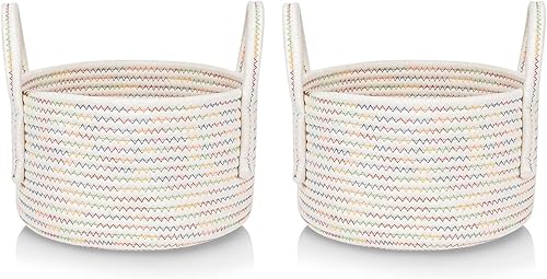 CubesLand Linda canasta pequeña para niños, cestas de almacenamiento suaves para bebé, juego de 2 cestas organizadoras, cestas tejidas para