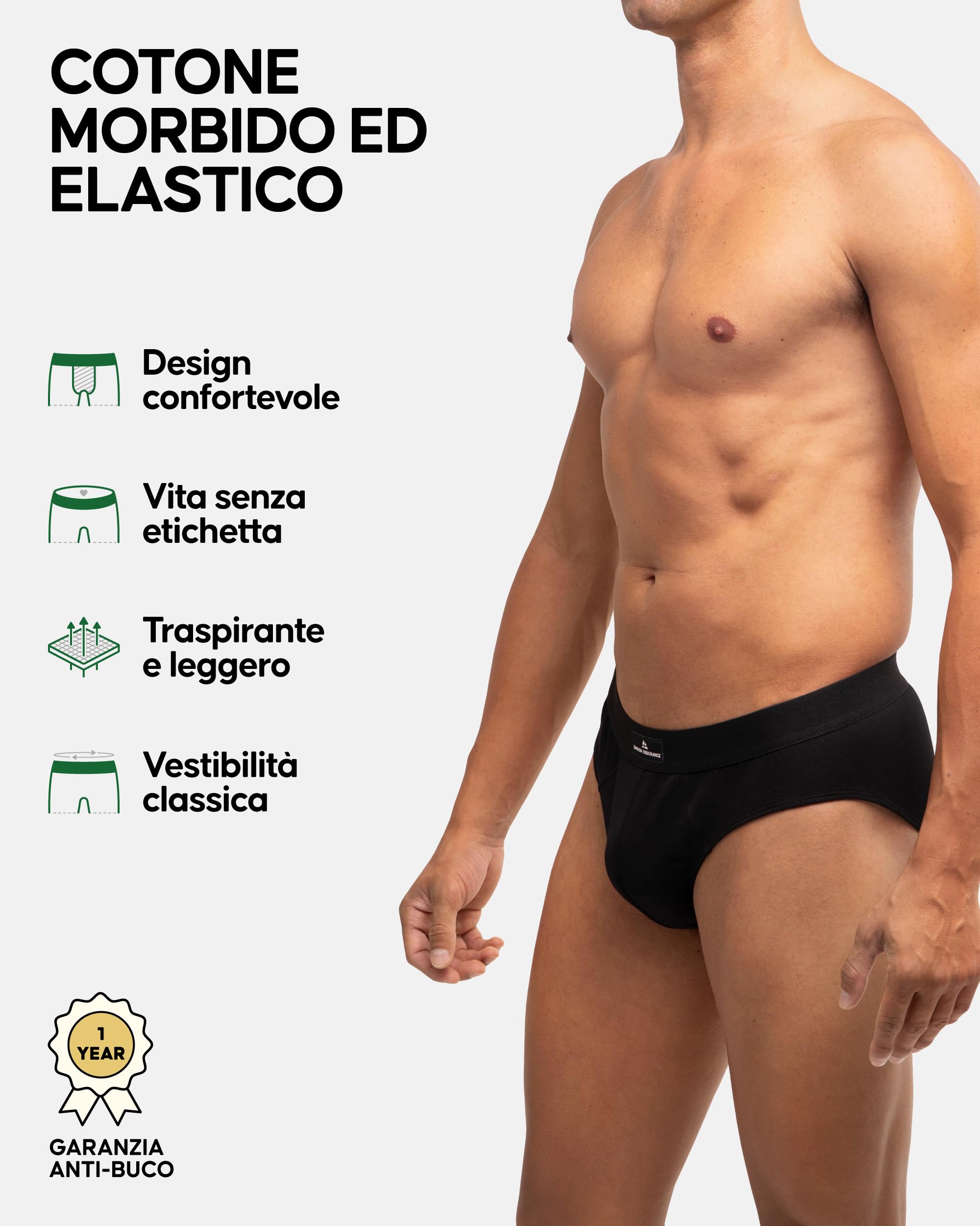 DANISH ENDURANCE Slip Uomo Cotone Premium, Mutande Uomo Comode e Traspiranti, Senza Etichetta, 3 o 6 Paia