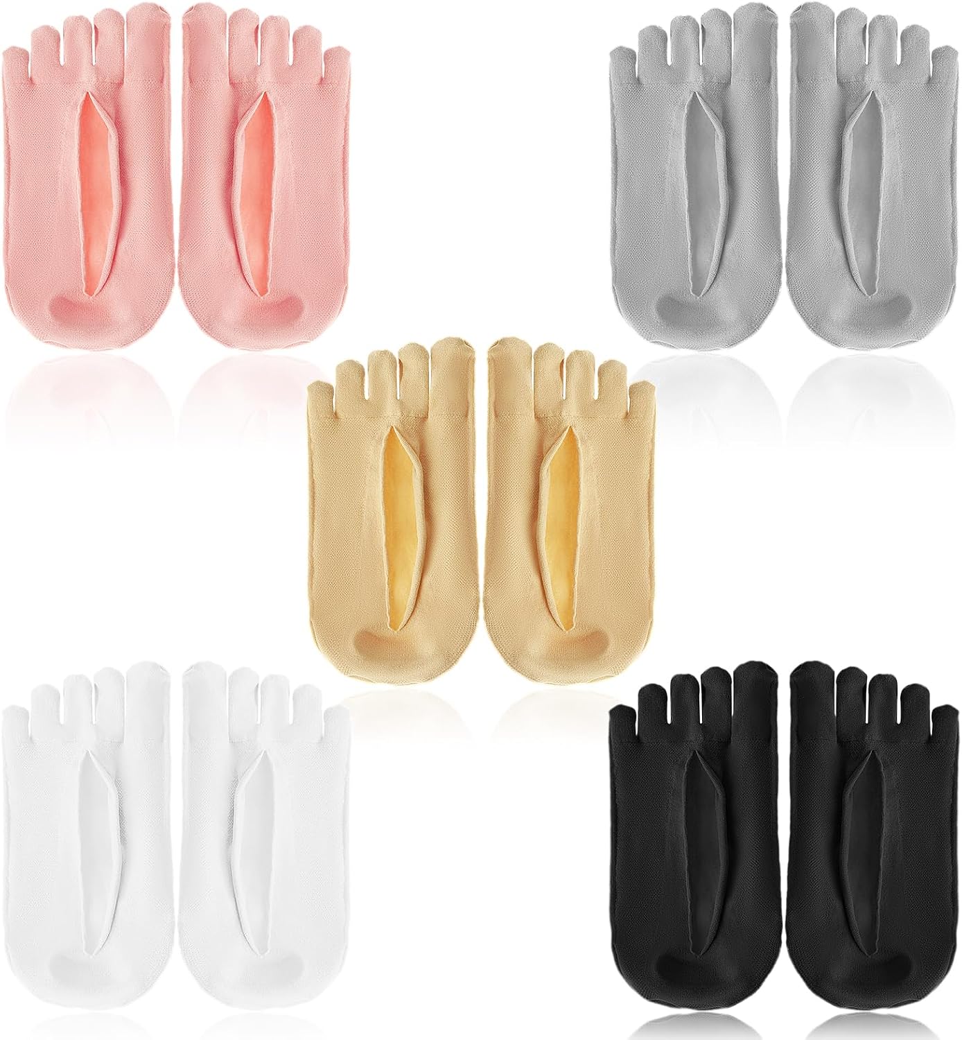 5 Pairs Five Finger Orthopedic Compression Socks, Toe Separator Socks, Breathable and Soft Align Toe Socks for Women Foot Size 9-11