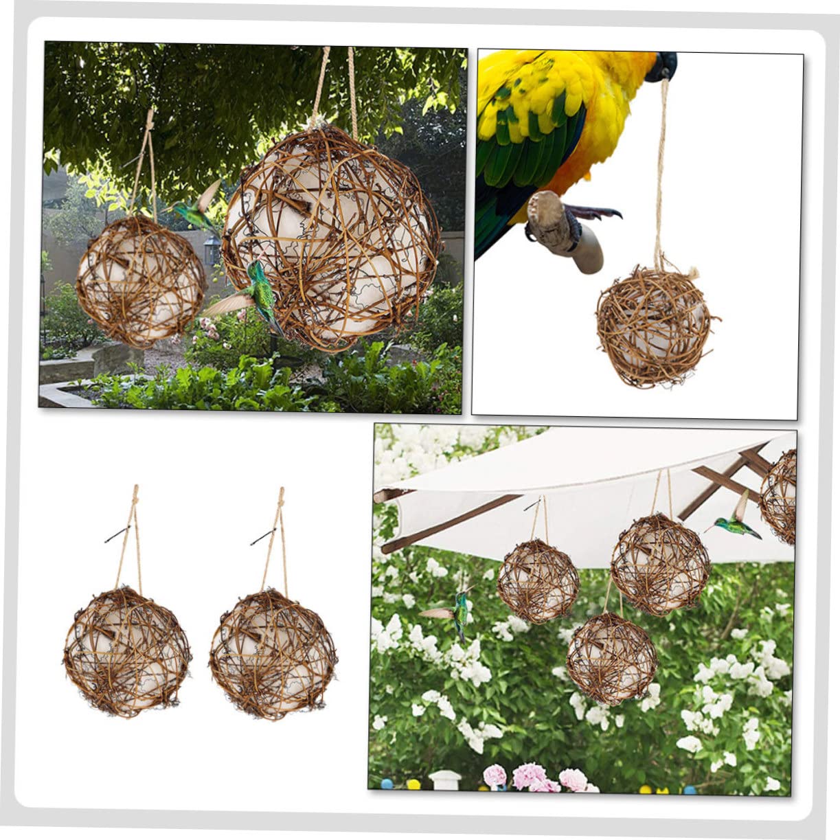 CIYODO 2pcs Bird's Nest Material Hummingbird Nesting Material Bird Nesting Material Holder Parrot Toys Bluebird House Hummingbird Gifts Globe Hummingbird Chew Toy Bracket Long Tail Cotton