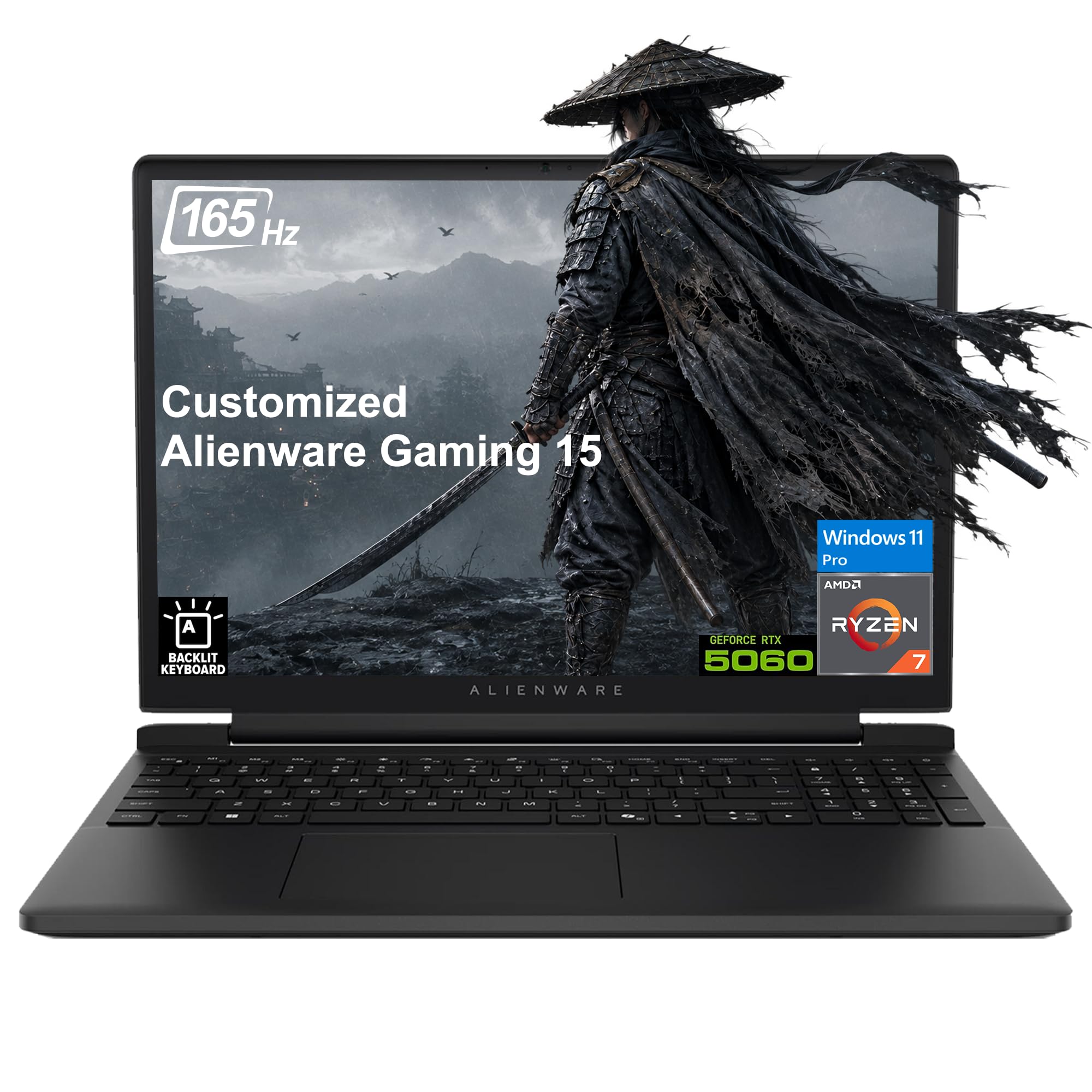 iCarp Customized Laptop Made with Dell Alienware 15 Gaming Laptop 15.3" WUXGA 165Hz AMD 8-core Ryzen 7 260 16GB/32GB/64GB DDR5 512GB/1TB/2TB/4TB SSD GeForce RTX 5060 (572 AI Tops) Backlit Win11 Pro