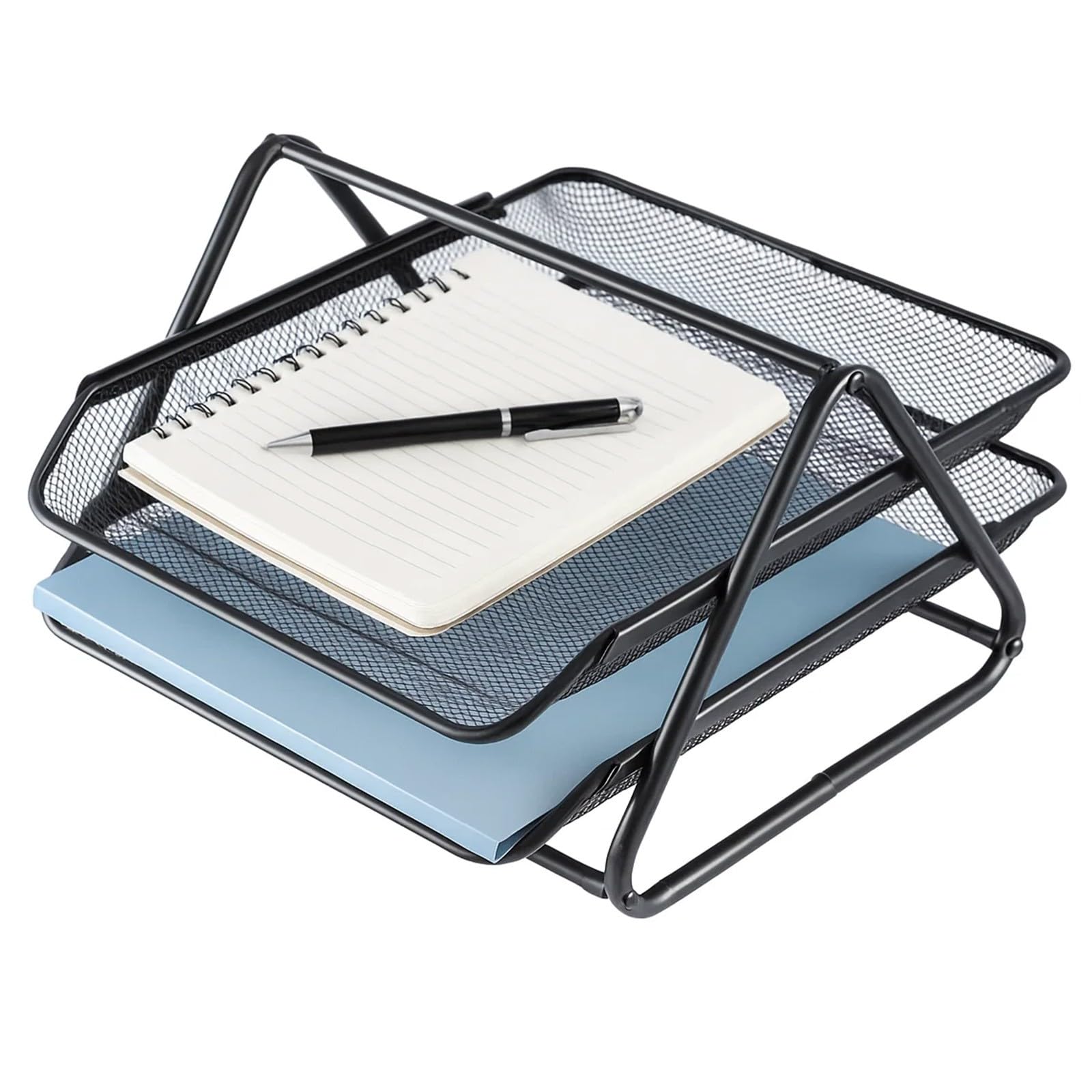 Letter Tray Desk Organiser, Metal Desk Trays, Mesh Paper Tray, File Holder Document Storage for Home &Office (2 Tier)