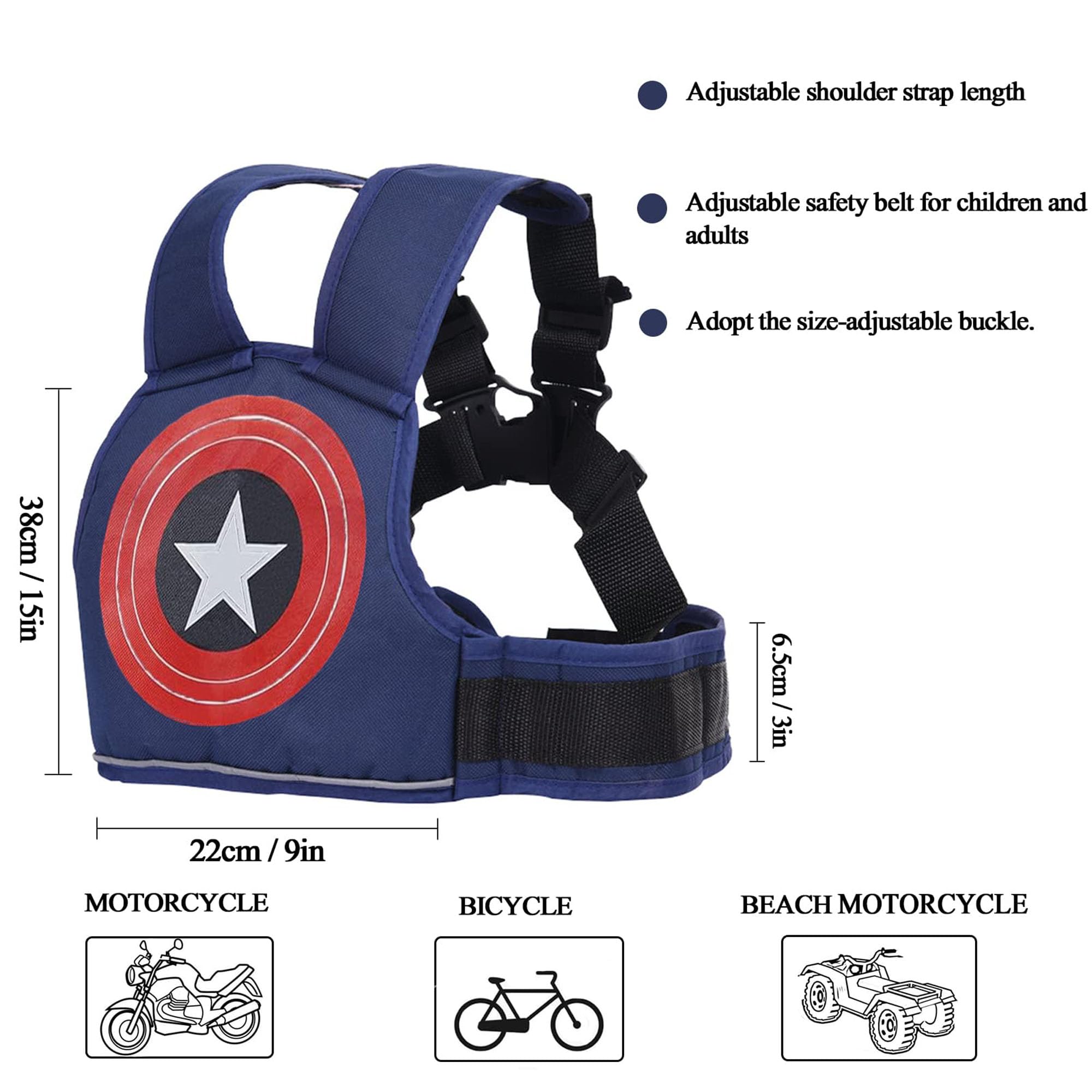 Ceinture de Sécurité Moto pour enfants,Réglable Ceinture pour Enfants de Moto Haute Résistance Harnais Sécurité Harnais Sûreté Bébé Résistance Aux Chutes, pour Garçons Filles âgés de 2à10 A