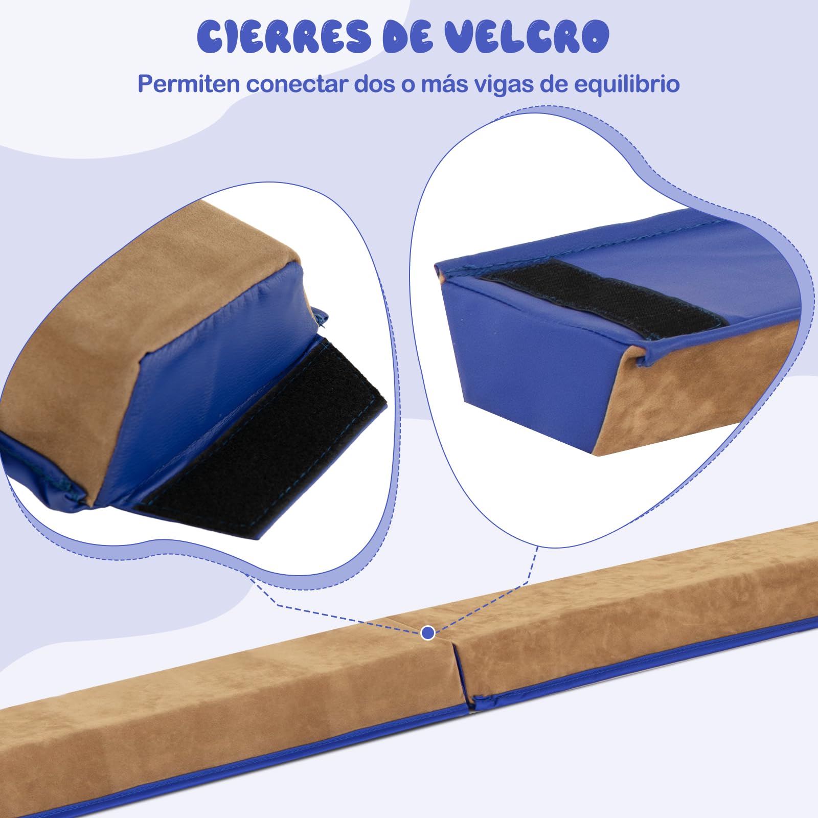 GOPLUS Barra de Equilibrio Gimnasia Plegable 240 cm, Viga de Equilibrio Artística con Manijas, Barra de Gimnasia Portátil Antideslizante para Niños, Adultos y Principiantes