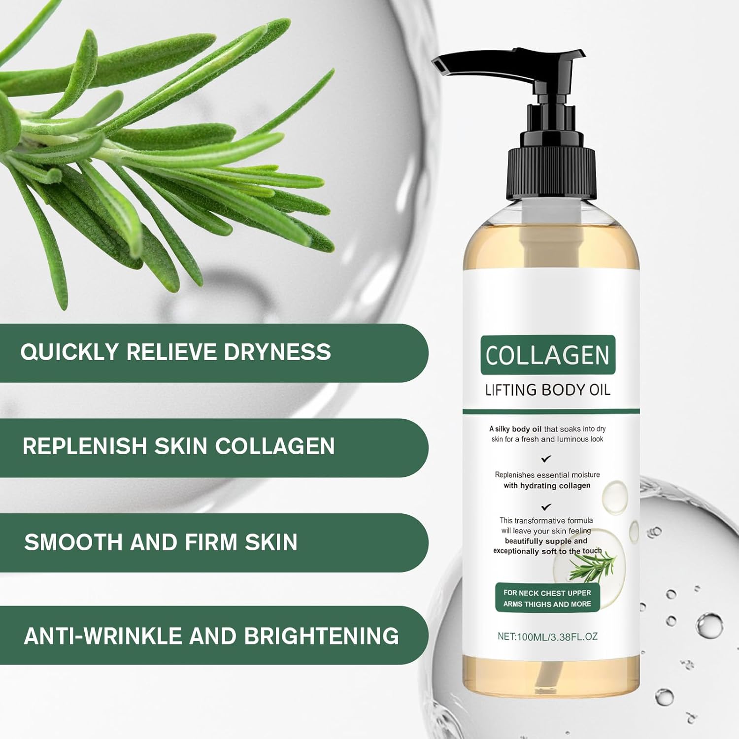 Collagen Oil, Advanced Hydrating Collagen Oil for Body -After Shower, Collagen Body Oil Firming for Women & Men (2pcs)