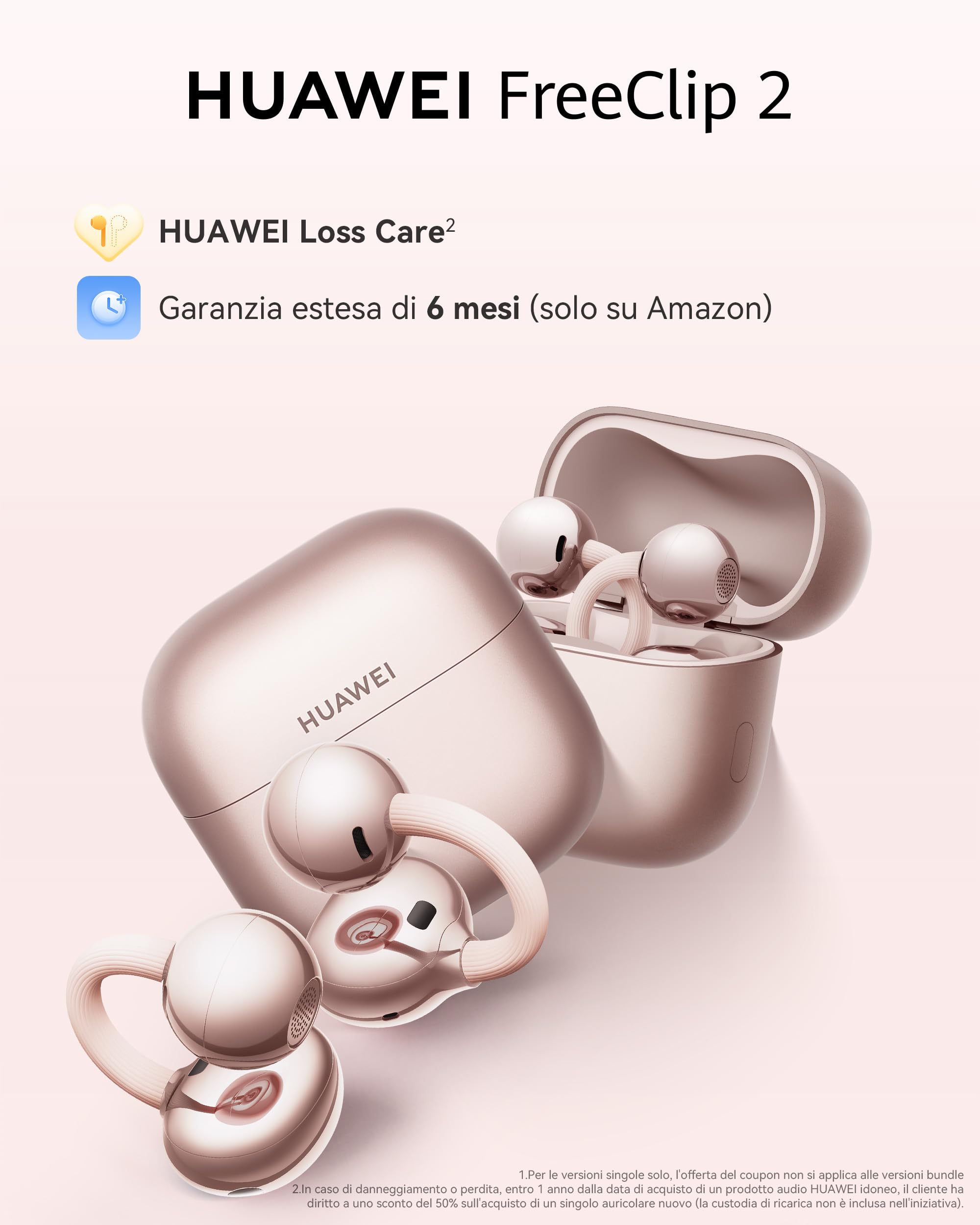 Allyear FreeClip 2 Rose Gold Bluetooth Orecchette - Dettaglio