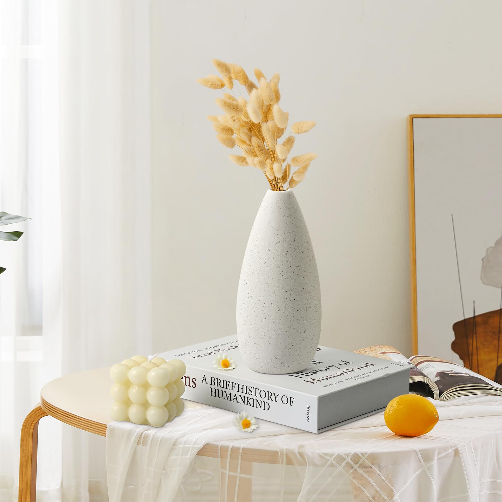Zestaw 4 Białych Wazonów Dekoracyjnych Ceramiczny Designerski Wazon, Nowoczesna Dekoracja Wazonu Stołowego, Dekoracyjny Wazon Do NakłAdek Stołowych, Kuchni, Biura, Salonu, Na Wesele
