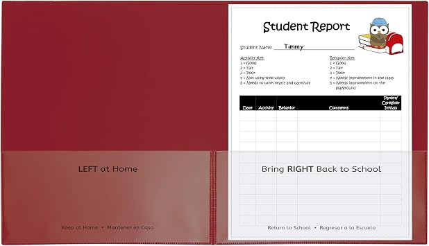 C-Line Classroom Connector School-to-Home Folders, Red, 25 per Box 32004