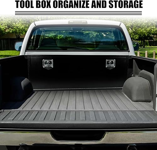 Miniatura 6 de Caja de herramientas de acero resistente con cerradura de mango en T, organizadores y almacenamiento perfectos para camionetas, remolques y caja de