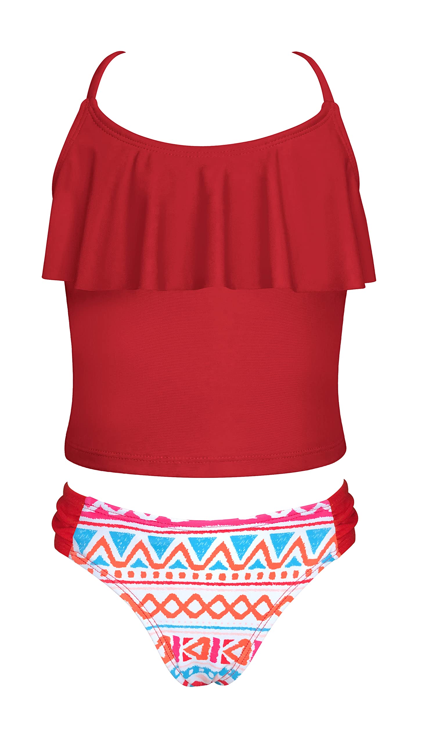 Costume Da Bagno 3 Pezzi Per Ragazze - Bikini Monospalla Con Gonna E Fiocco - Foto 5