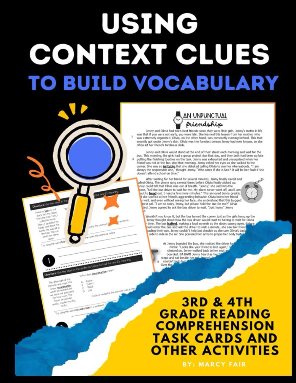 Using Context Clues to Build Vocabulary: 3rd & 4th grade reading comprehension, task cards, and other activities