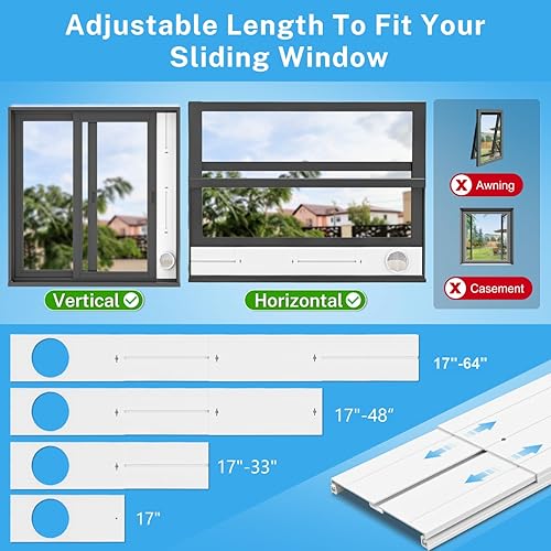 Miniatura 5 de YJHome Kit de ventilación portátil de ventana de CA con manguera de escape de 5.9 pulgadas y acoplador universal, kit de sellado de ventana de aire