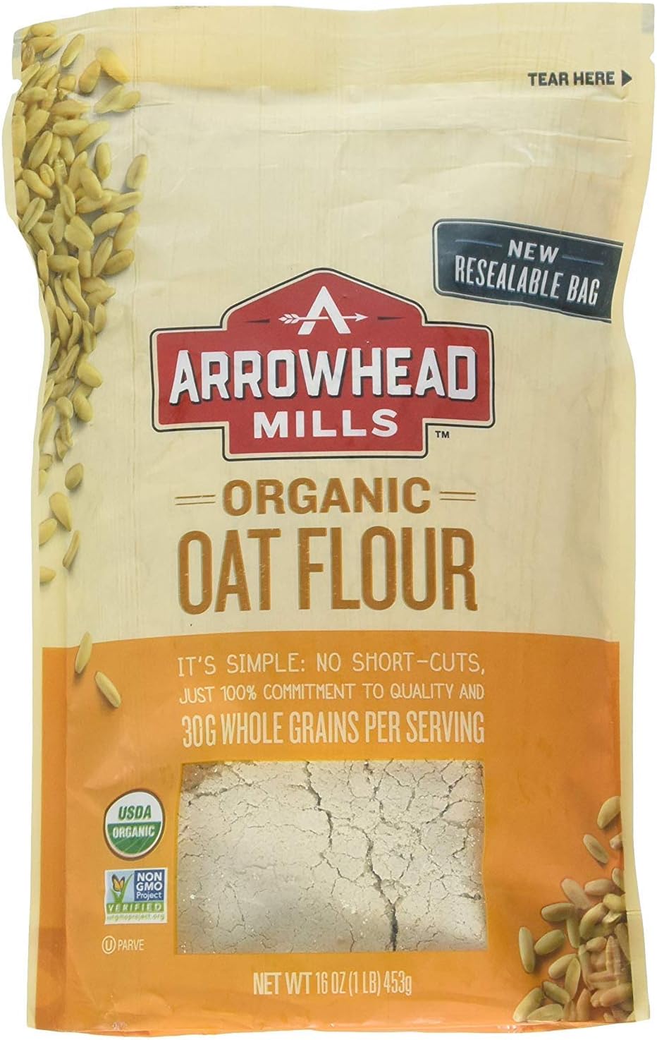 Arrowhead Mills Flour Oat Organic, 16 oz (2 Pack)
