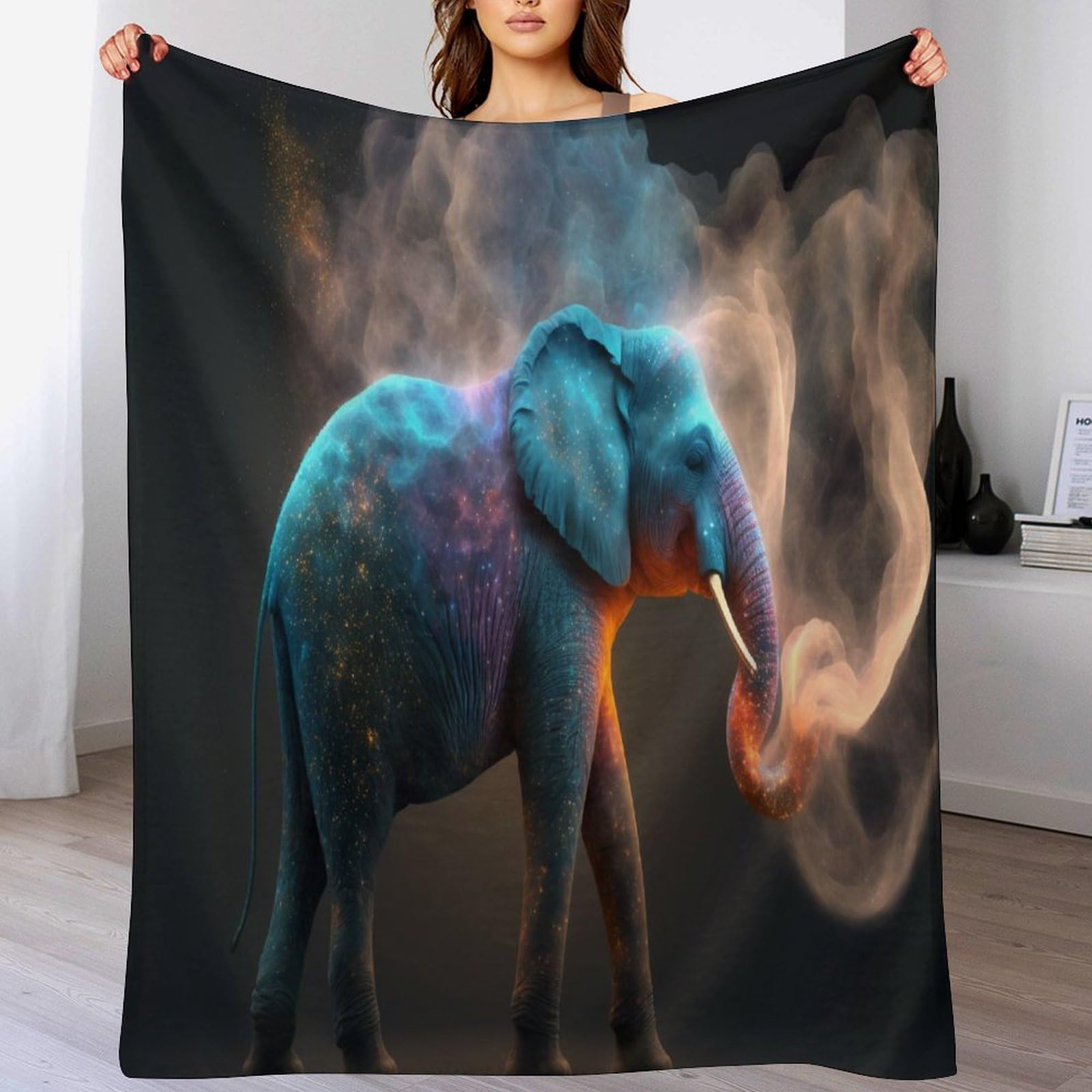 Couverture polaire plaid éléphant anti-froid pour soulager les frissons sur le canapé