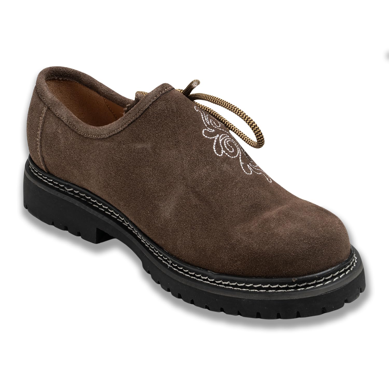 German Wear Damen Trachten Haferlschuhe aus Wildleder – Traditionelle Trachtenschuhe mit Edelweiß-Stickerei & weichem Ziegenleder-Futter – Bequem & hochwertig für Dirndl & Volksfest