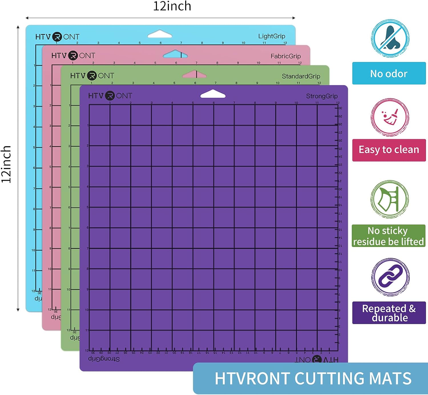HTVRONT Cutting Mat for Cricut, 6 Pack Cutting Mat 12x12 for Cricut Explore Air 2/Air/One(StandardGrip, LightGrip, StrongGrip, FabricGrip), Variety Adhesive Sticky Cutting Mats Accessories for Cricut