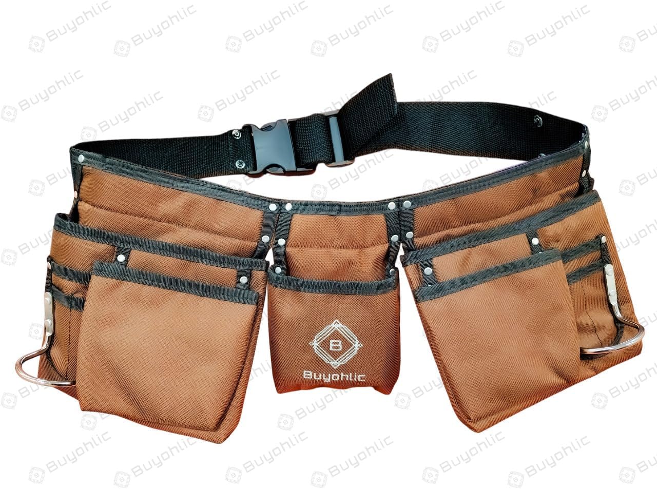Buyohlic Heavy-Duty Polyester Tool Bag with 11 Pockets Double-Sided Design with Multiple Side Pockets