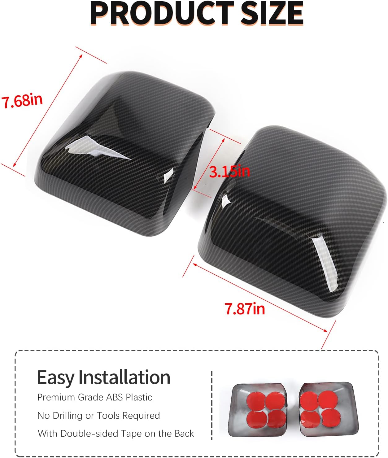 Rearview Mirror Cover Trim Shell Kit Car Rear View Mirror Exterior Decoration Accessories for Jeep Wrangler JL JLU 2018-2022 & Gladiator JT (Carbon Fiber Grain)