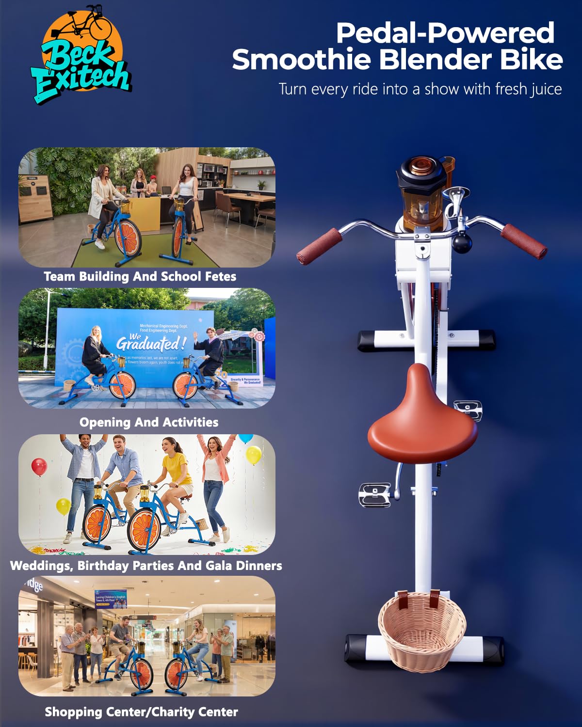 Nicht-elektrisches Pedal-Fruchtfahrrad, Mixer/Smoothie-Bike, Outdoor-Frischentsafter, Fahrradmixer und Einrad