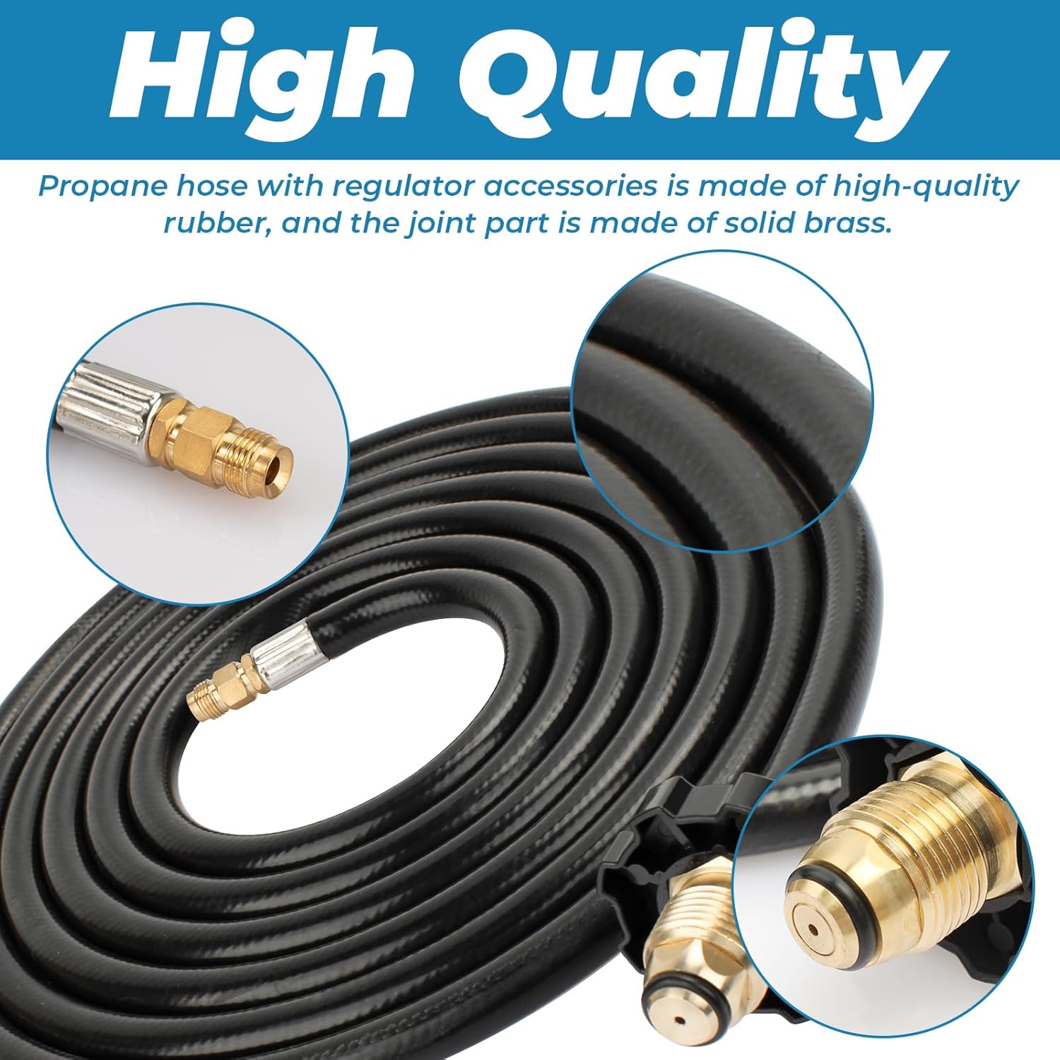 12ft RV Propane Hose for Gas Grill, Camping RVs, Propane Fire Pit, Turkey Fryers, Heaterm, POL x 1/4" Inverted Male Flare, Replacement 59035 Propane Supply Hose