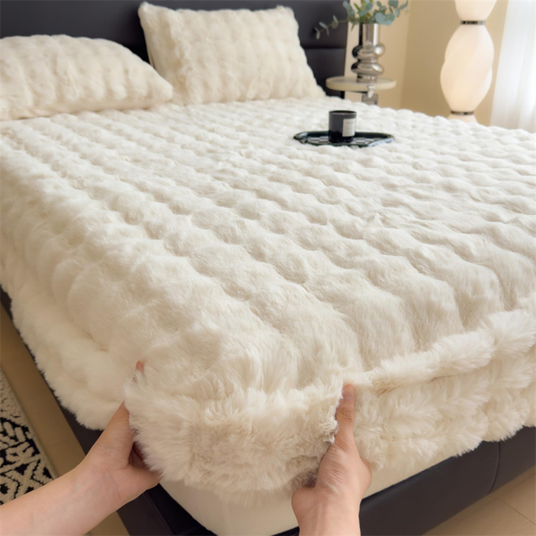 Draps moelleux contre le lit froid hivernal drap pelucheux chaud 150x200 lit Queen Size