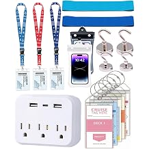 Cruise Essentials 2026, Cruise Must Haves, Cruise Essentials with Non-Surge Protector Power Strip, Waterproof Phone Pouch, Lanyards for Cruise Ship Cards, Luggage Tags, Magnetic Hooks, Towel Bands