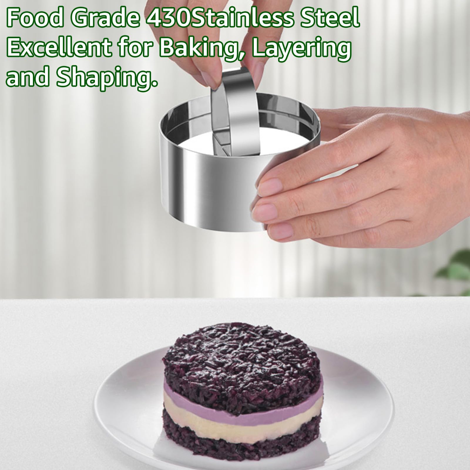 Set 6 Anelli Per Dolci In Acciaio Inox 8 Cm Con Pressino - Mini CoppaPasticcio Per Mousse, Dessert, Torte E Budini - Ideale Per Presentazioni Perfette - 6