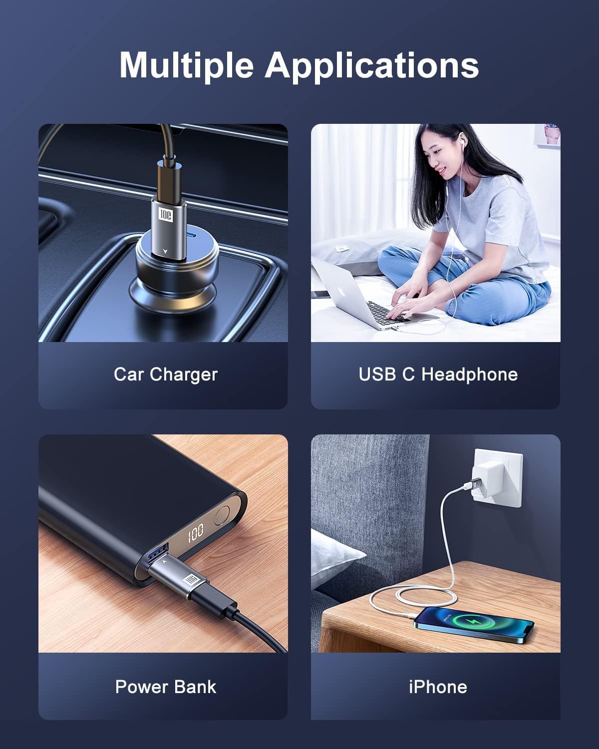 [10Gbps] USB C Female to USB Male Adapter, USB 3.1 A to USB C Adapter SuperSpeed Data Sync Compatible with iPhone 16/ iPhone 15 Plus Pro Max,Type-C Earphone, Laptop, Charger, Quest Link -Grey