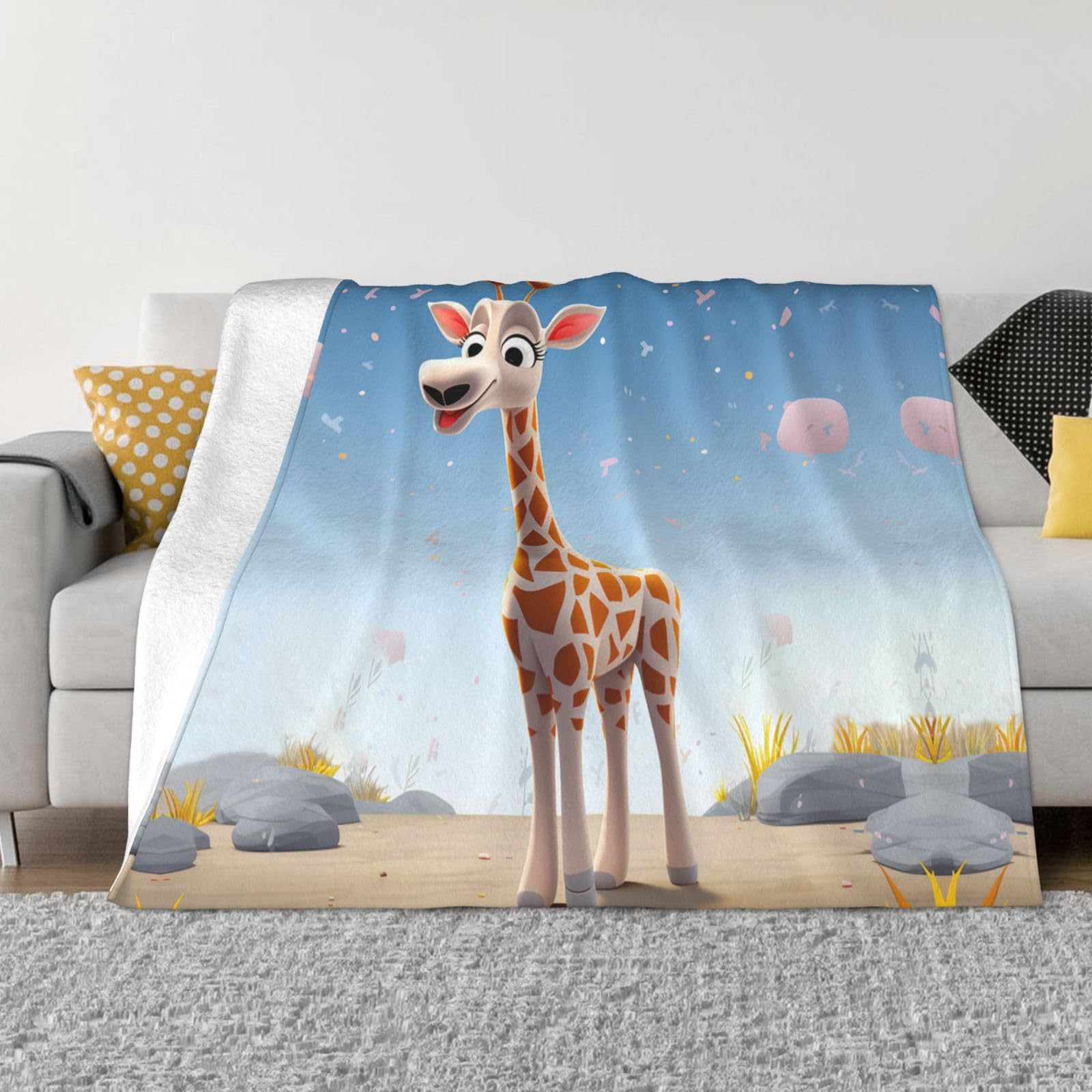 Couverture polaire anti-froid douce couverture grand lit imprimé girafe