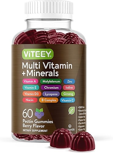 Gomitas multivitamínicas con 12 vitaminas y minerales, apoyo a la defensa inmunológica, suplemento dietético para adultos y adolescentes, con