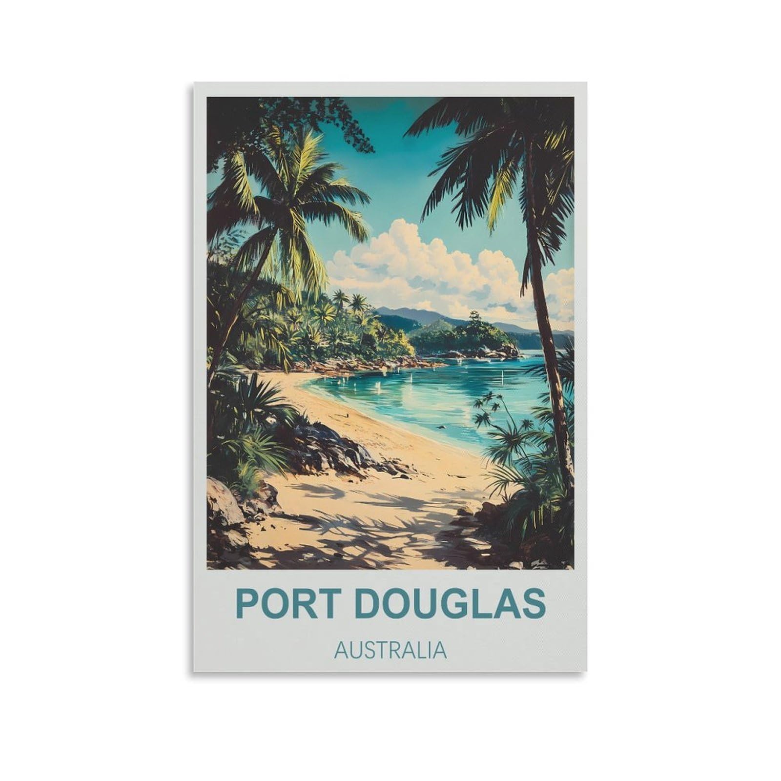 FJIWECWSQ Port Douglas Australia Vintage Travel Poster 08x12inch(20x30cm) Canvas Wall Art Painting Prints