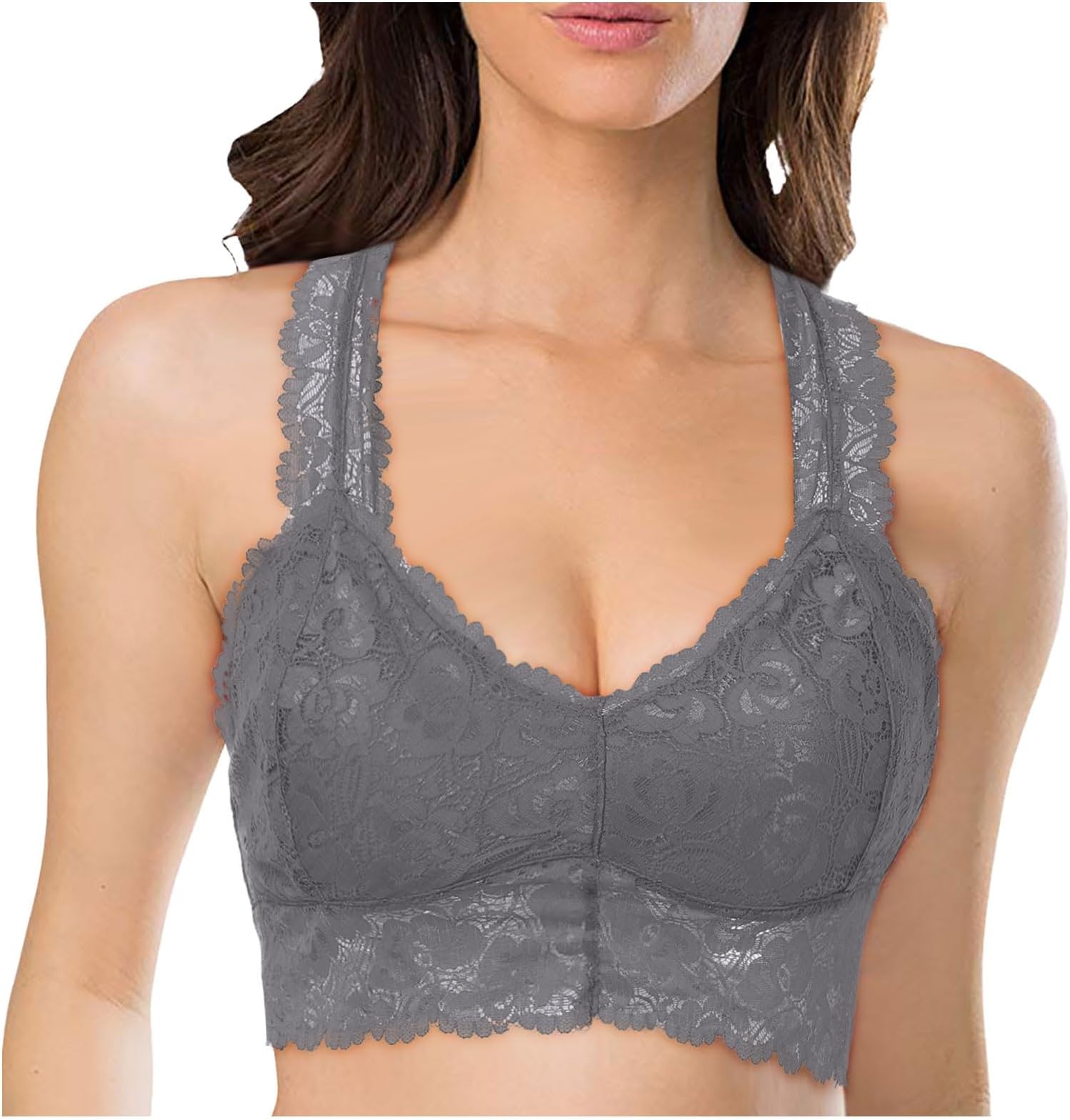 Women's Lingerie Plus Size Lace Beauty Back Wrap V-Neck Coastless Push Up Bra Without Underwire