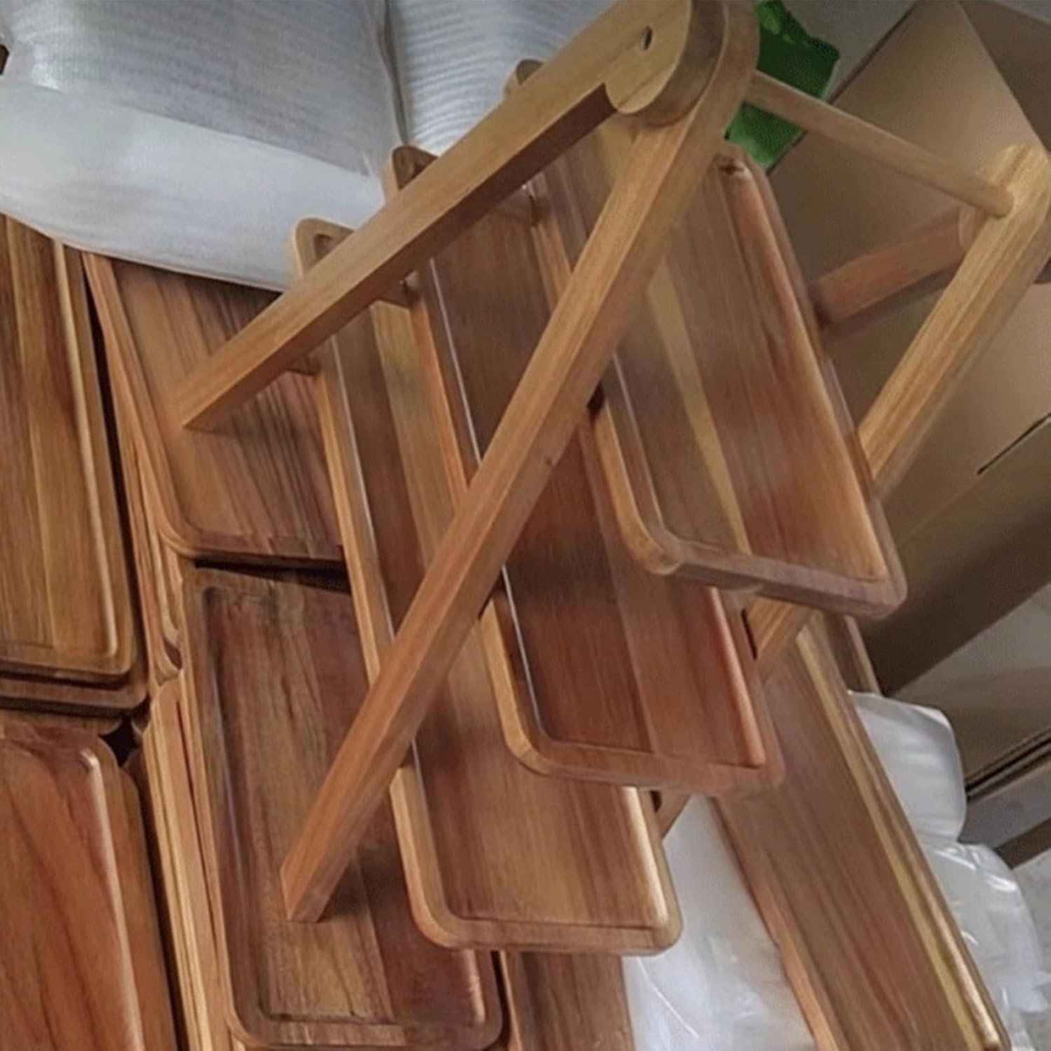 Elegant Rustic Tiered Wood Display Stand Detachable Rectangular Platter Multi Functional Tabletop Organizer Sophisticated Appetizer Buffet Riser Natural Timber Aesthetic Accessory