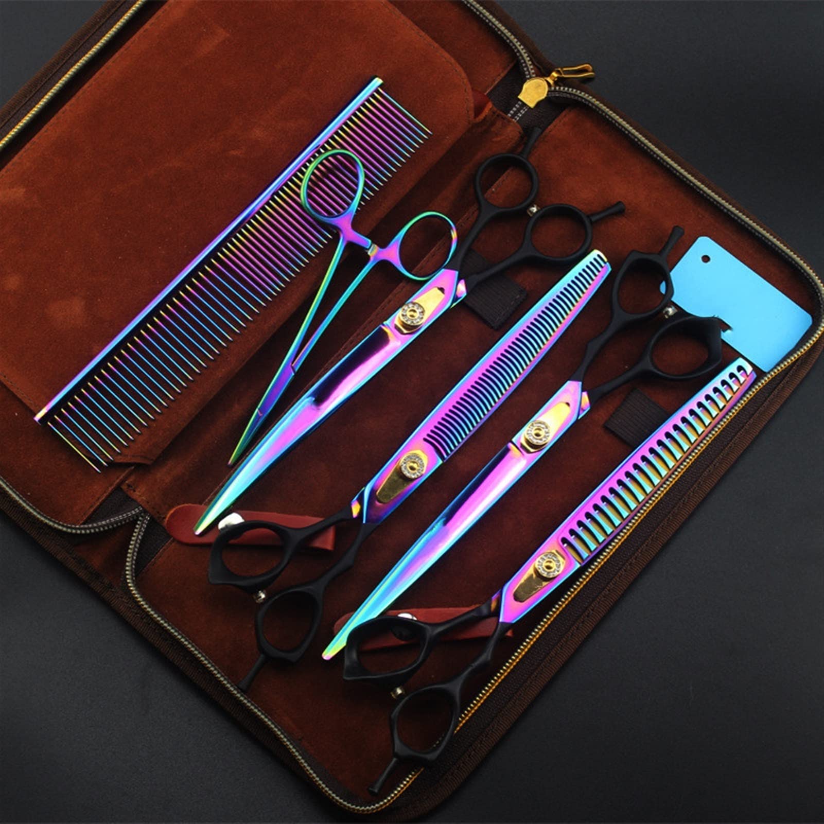 Profesional Tijeras Profesionales para Mascotas 8.0in Color 4 Packs Pears Peach Scissors Scissors Strely Tijeras, dedicadas a los esteticistas Profesionales de los Dientes de Pescado