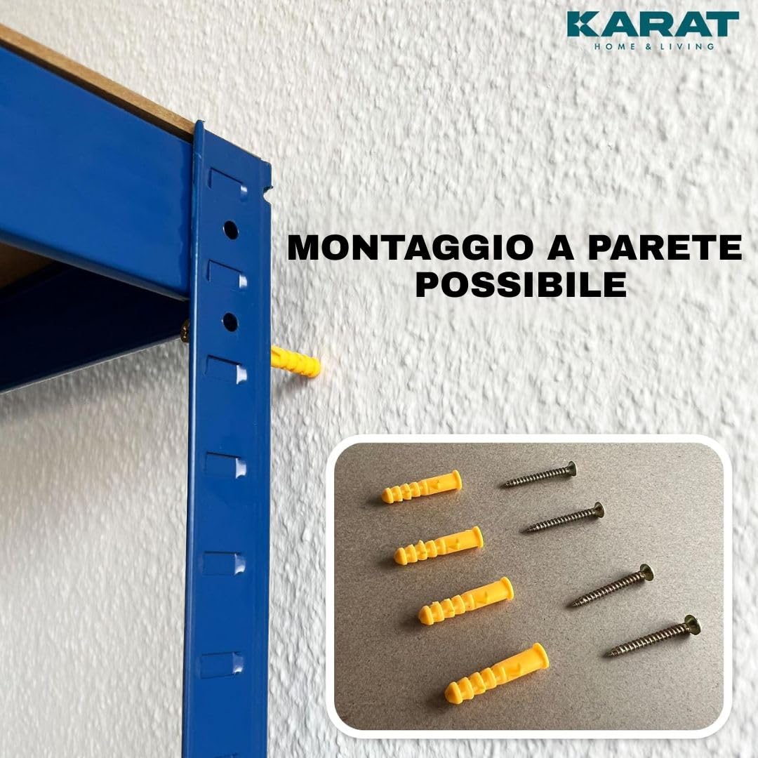 KARAT Scaffalatura per carichi Pesanti - Lakota - Set da 2 Pezzi, scaffalatura, Cantina, Magazzino, 5 Ripiani Regolabili (Blu, 40 x 90 x 180 cm)