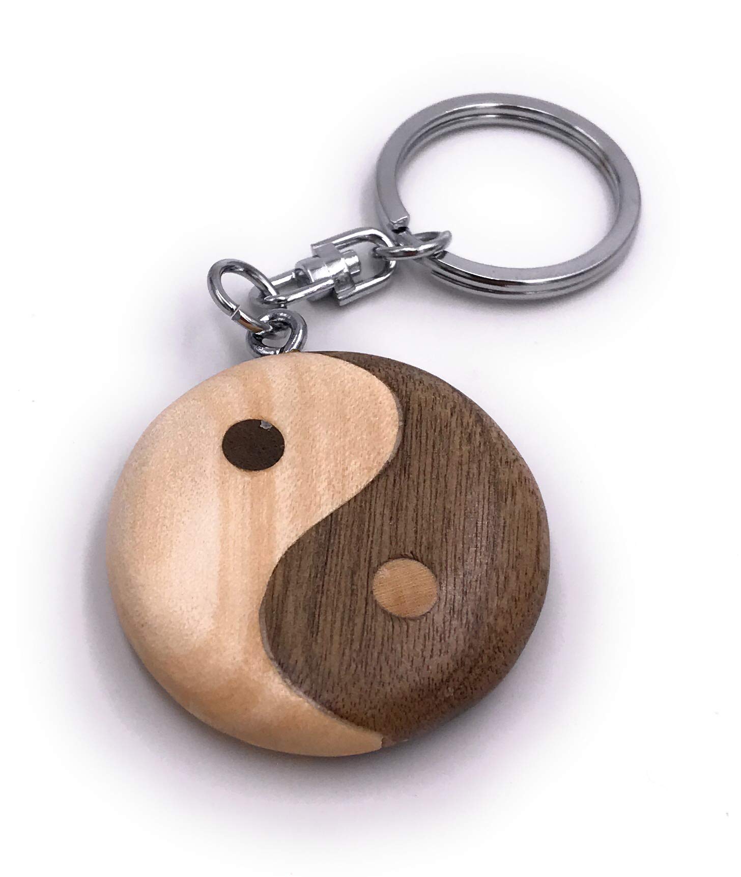 Onwomania Different Wooden Keyring Ying Yang Balance Yoga Symbol Balance Pendant Charm