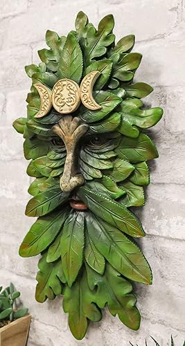 Miniatura 7 de Ebros Gift Wicca Nature Spirit God Horned Celta Greenman Tree Ent Triple Luna Colgante Decoración de Pared Placa de 16.5 pulgadas de alto Árbol de