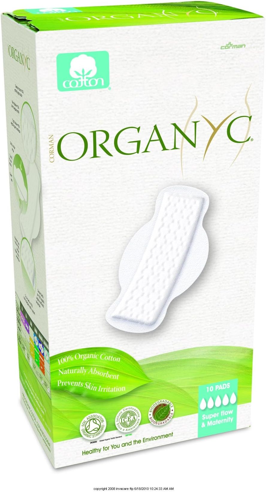 Organyc Maternity Pads with Wings Day/Case of 120