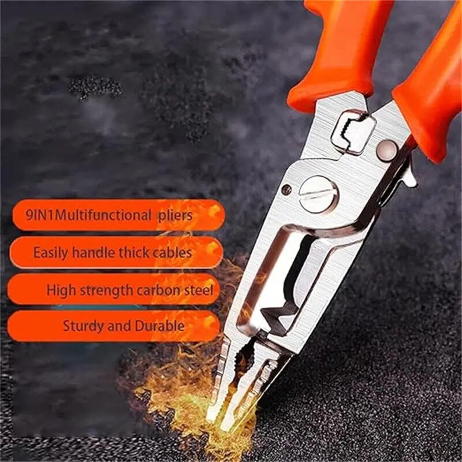 Alicates Electricista Herramienta Manual multifunción 10 en 1, Pelacables, alicates universales de Alta Resistencia, Pelacables, Cortador de Cables, Herramienta Manual for prensar terminales