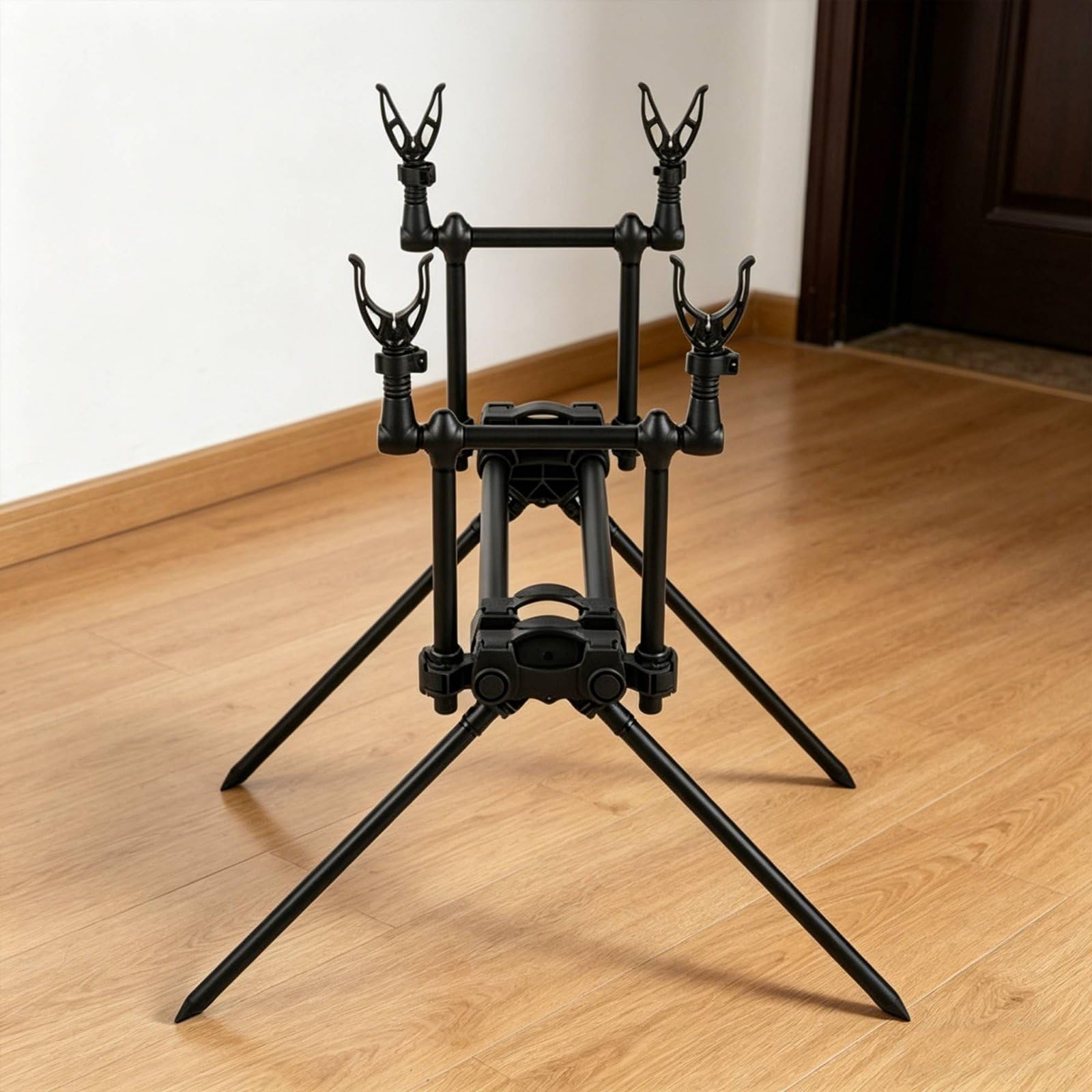 Soporte de Caña de Pescar con Base Triangular Estable Porta Cañas Trípode Bastidor de Aleación de Aluminio Ligera y Resistente Adecuado para