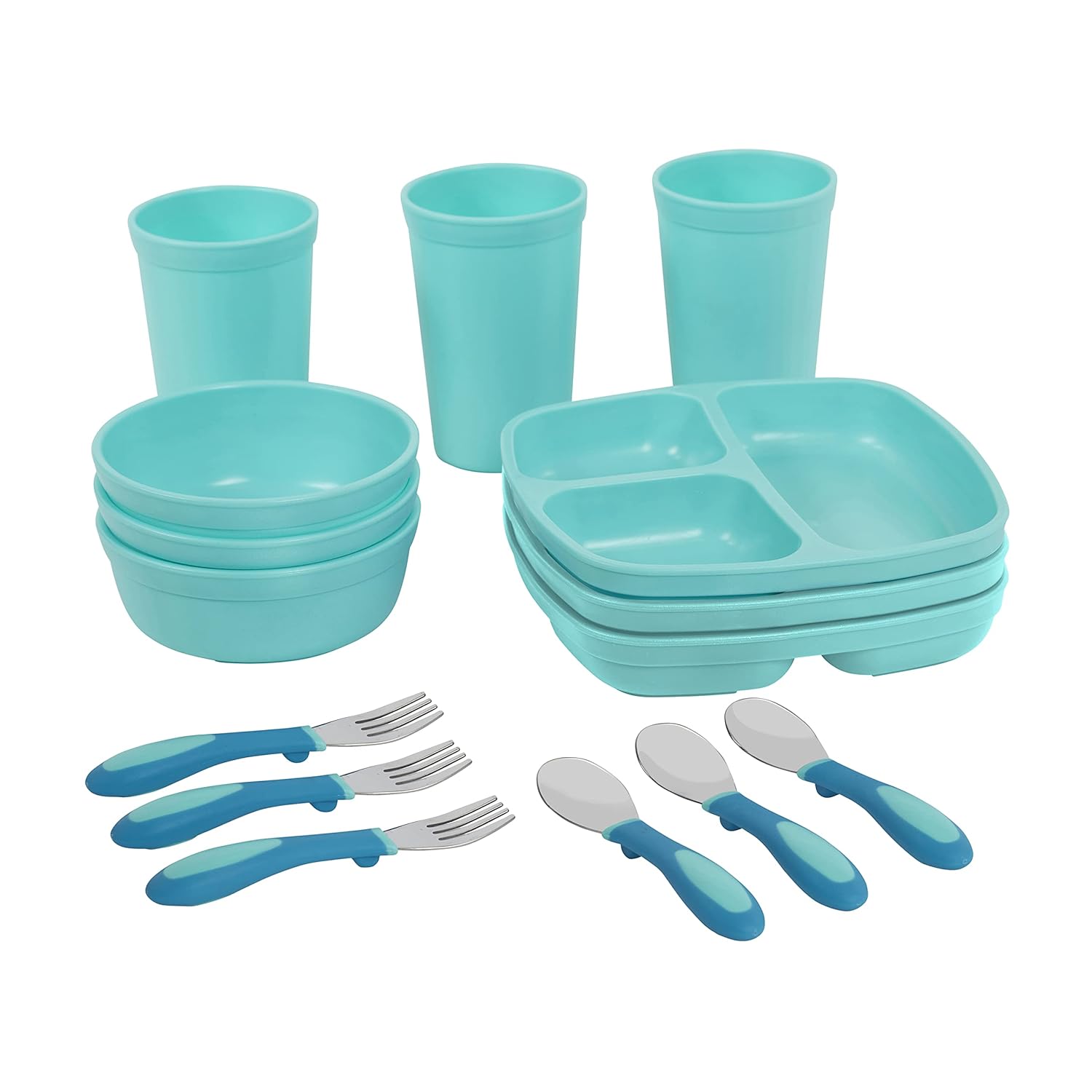 ECR4Kids My First Meal Pal Combo Set, Kids Plastic Tableware and Utensils, Children's Divided