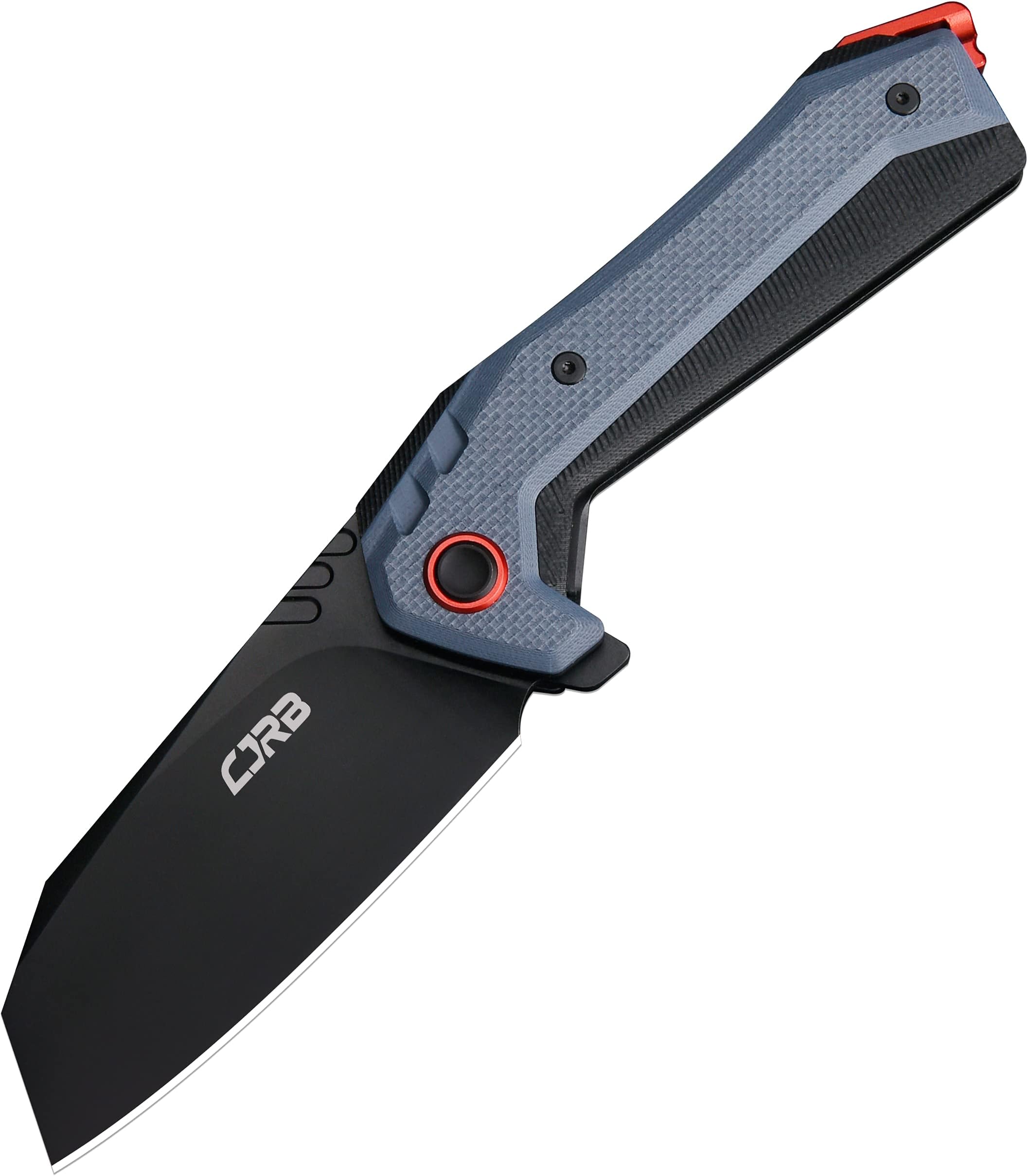 CJRB Tigris Tactical Knife, Pocket Knife with AR-RPM9 Steel Black PVD Blade Black & Blue G10 Handle for EDC Camping Hunting (J1919)
