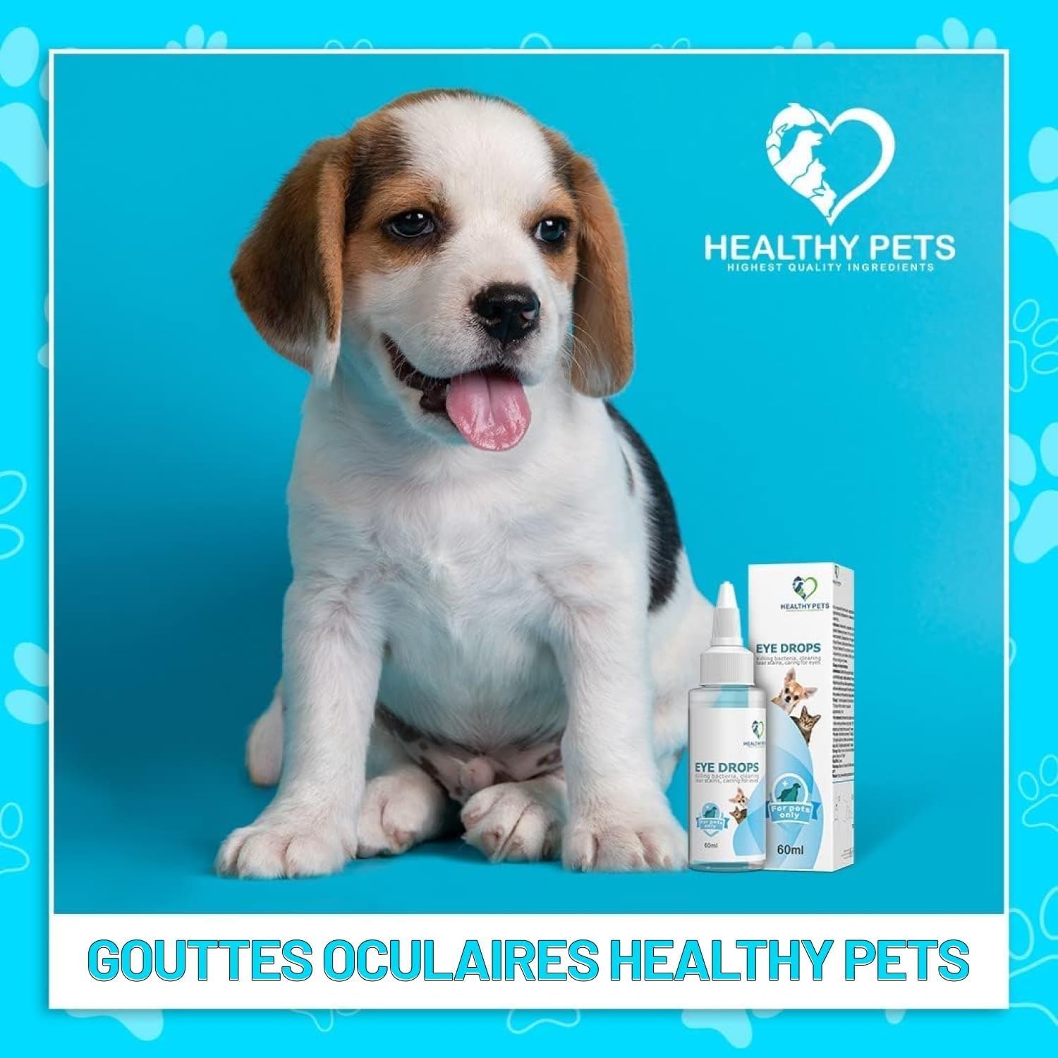 Healthy Pets Gotas para Ojos de Perros y Gatos 60ml - Lavado de Ojos Anti-inflamatorio para Perros y Gatos - Gotas para Infecciones Oculares - Loción Ocular Hidratante