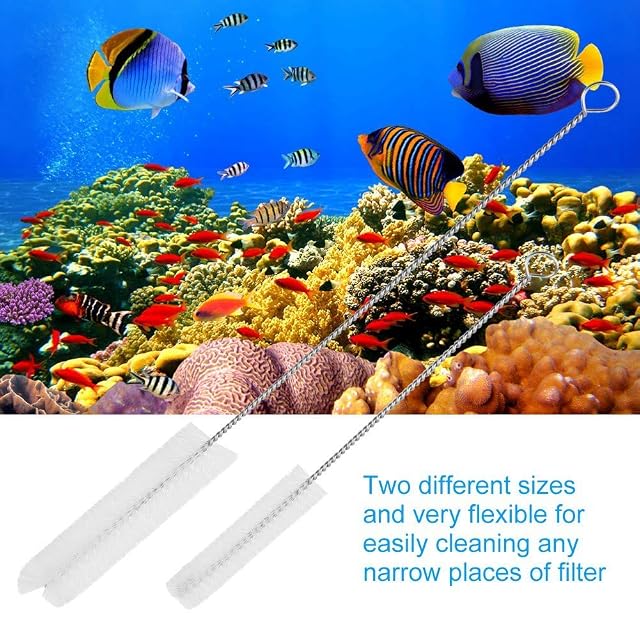 Foto 3 de 8 de 2 Unids Cepillo de Limpieza para Acuario Cepillo de Acero Inoxidable para Limpieza de Peces de Acuario Filtro…