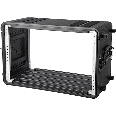 Diandian 6U Rack Case Shallow 12" Rackmount Flight Case with Microphone Compartments